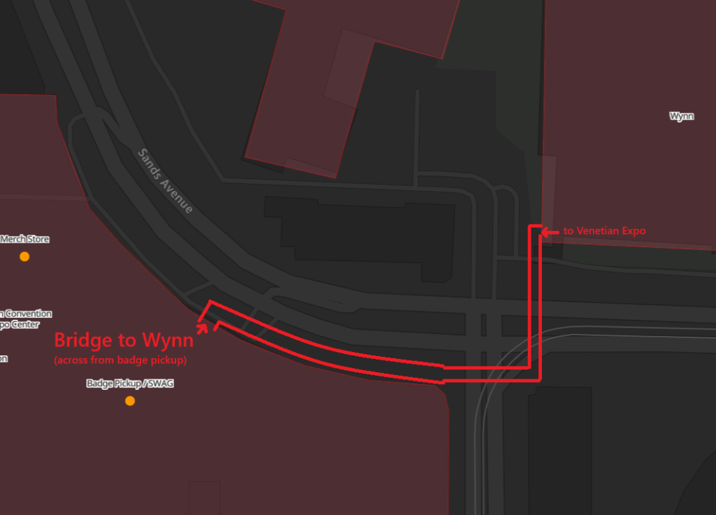 Walkway and Bridge to Wynn Conference Center / Venetian Expo 2nd floor
